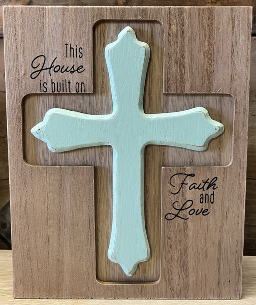 Wood Tabletop/Wall Box Cross Sign