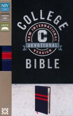 NIV College Devotional Bible Leather Navy/Red