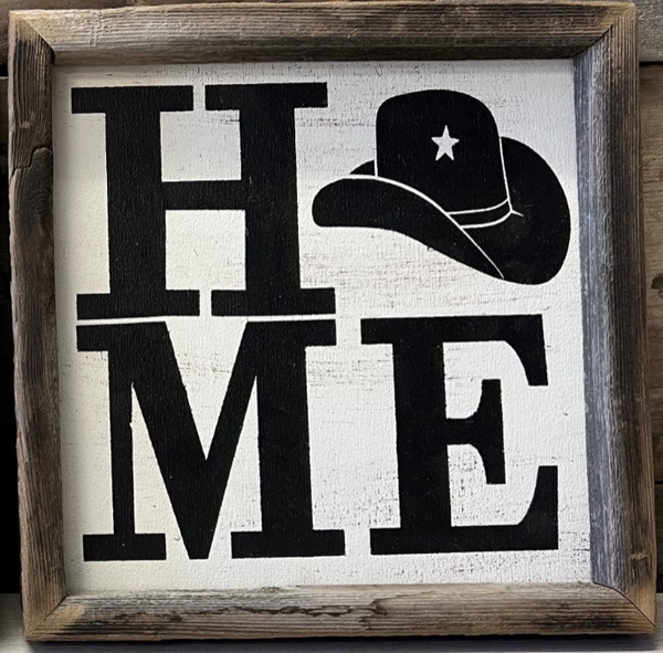 10" x 10" Reclaimed Wood "Home" Sign