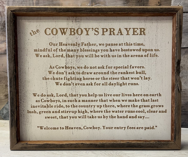 "The Cowboy's Prayer" Reclaimed Wood Sign
