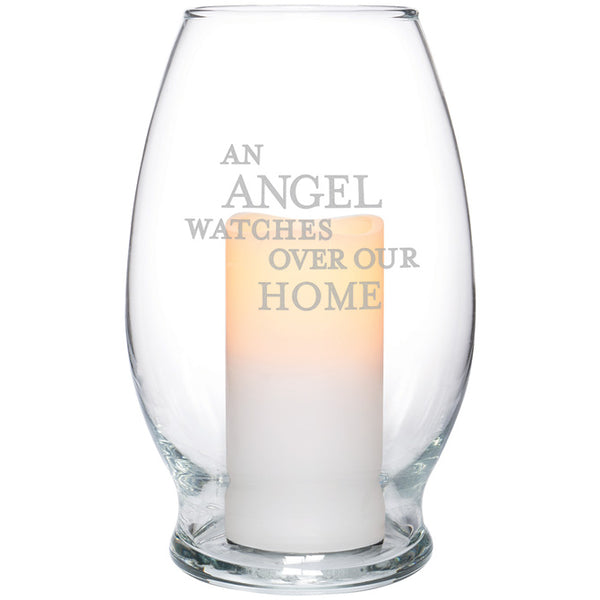An Angel Watches Over Our Home Hurricane Lamp