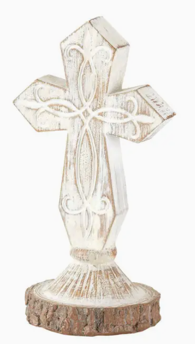 Whitewashed Table-top Cross