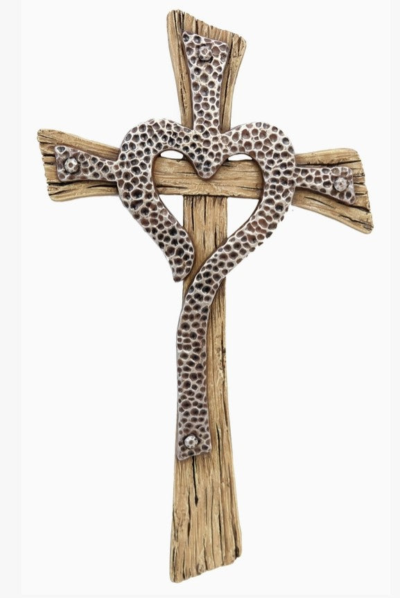 Hammered Layered Heart Wall Cross