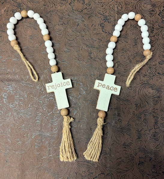 Rustic Hanging Cross with Beads