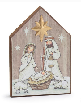 Decoupaged Holy Family Shelf Sitter
