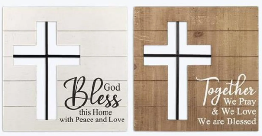 Cross Wall Hanging with metal Cross insert