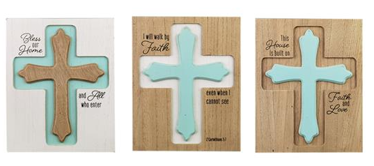 Wood Tabletop/Wall Box Cross Sign