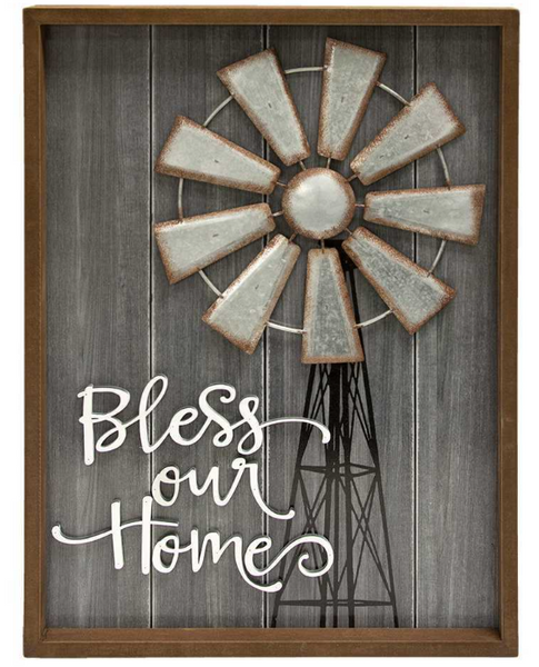 Bless Our Home Windmill Sign