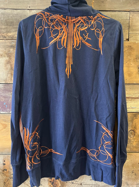 Cruel Girl Ladies Blue & Rust Hoodie