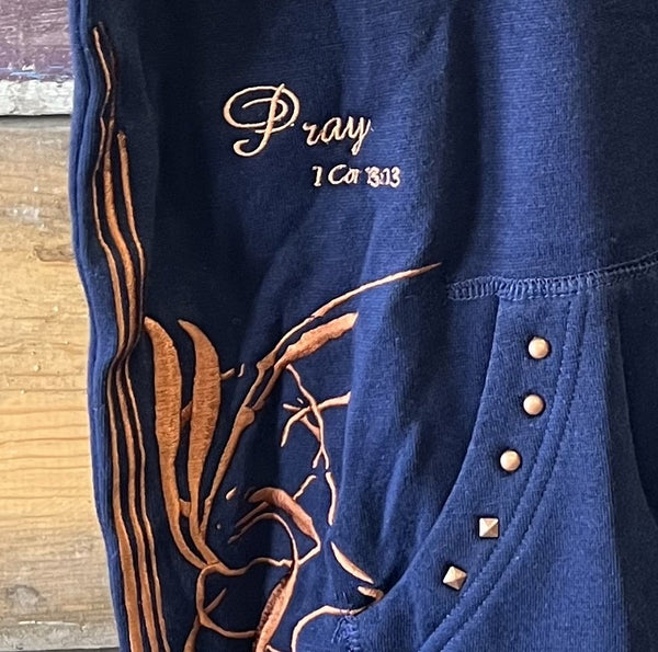 Cruel Girl Ladies Blue & Rust Hoodie