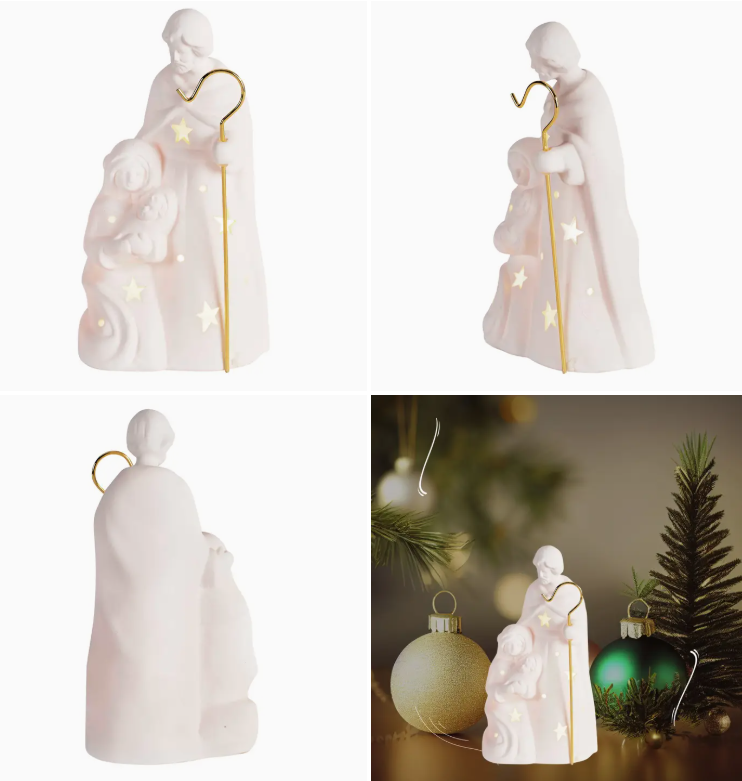 Light up LED Holy Family Nativity w/Staff