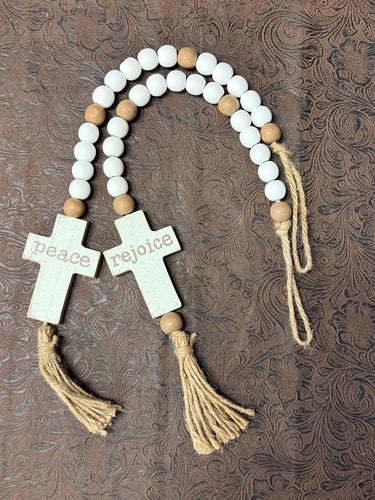 Rustic Hanging Cross with Beads