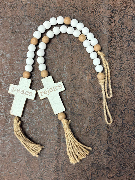 Rustic Hanging Cross with Beads