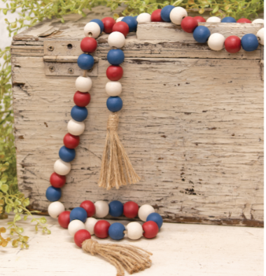 Red, White & Blue Bead Garland with Tassels