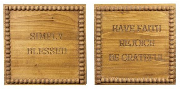 WOOD BOX SIGN WITH BLESSING BEAD TRIM