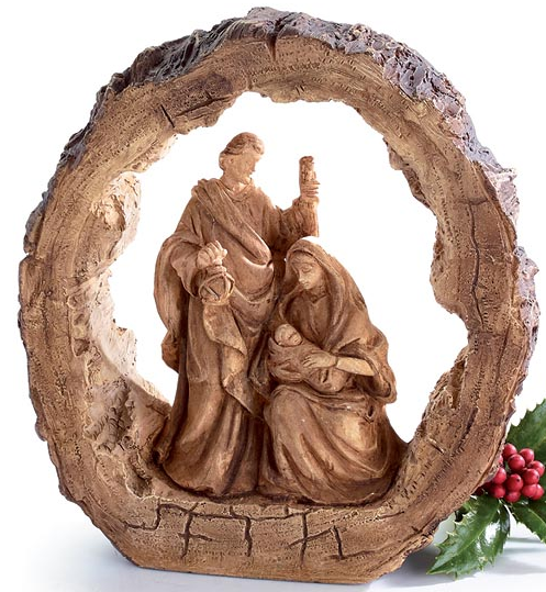 Carved wood look Nativity