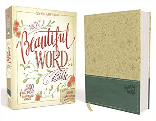 NKJV Beautiful Word Bible, Leathersoft in Tan & Teal