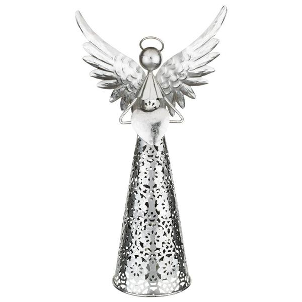 LED Silver Lining Angel 15" with Heart