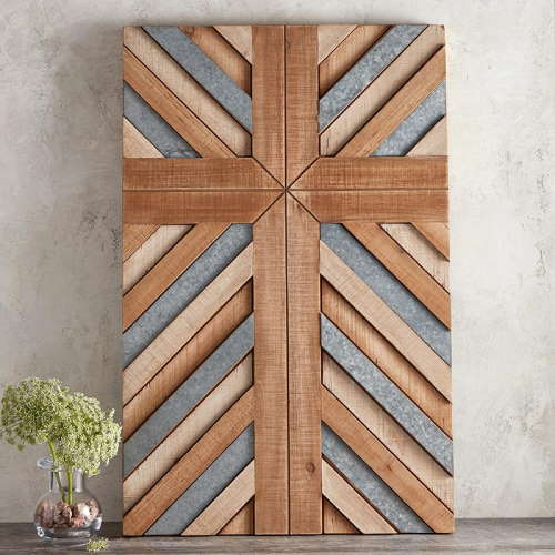 Wood/Metal Plank Cross